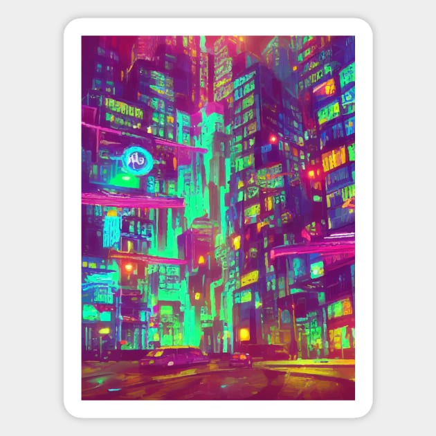 Japan Neon City Lights Magnet by star trek fanart and more